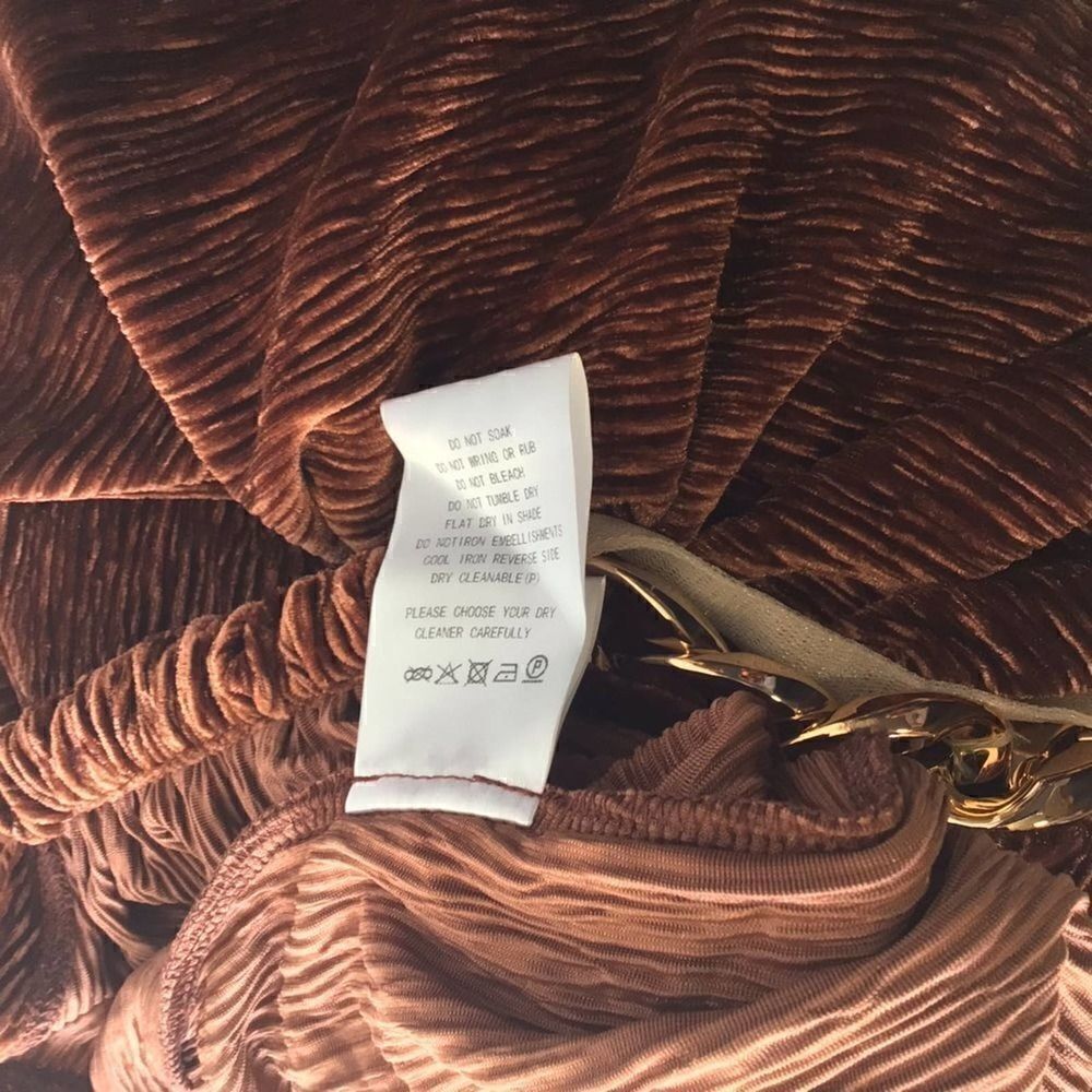 Bronx & Banco Cleopatra Rust Velvet Cutout Maxi Skirt Long Sleeve Gold Chain - Picture 11 of 15